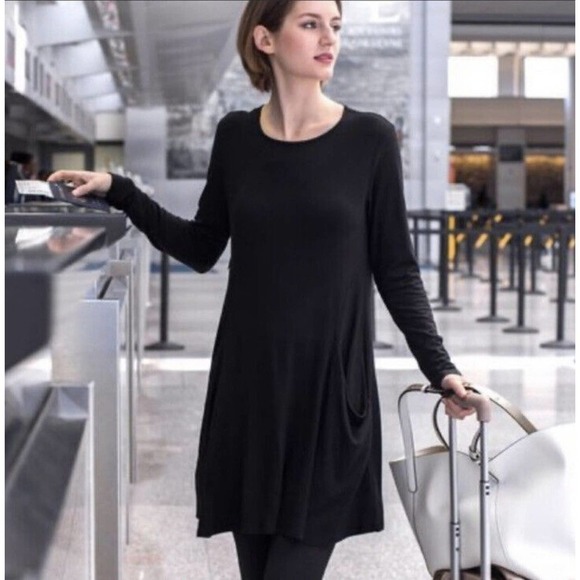 BETABRAND The Sweatshirt Silk Modal Travel A Line Swing Dress Black Size XXL - Picture 14 of 15